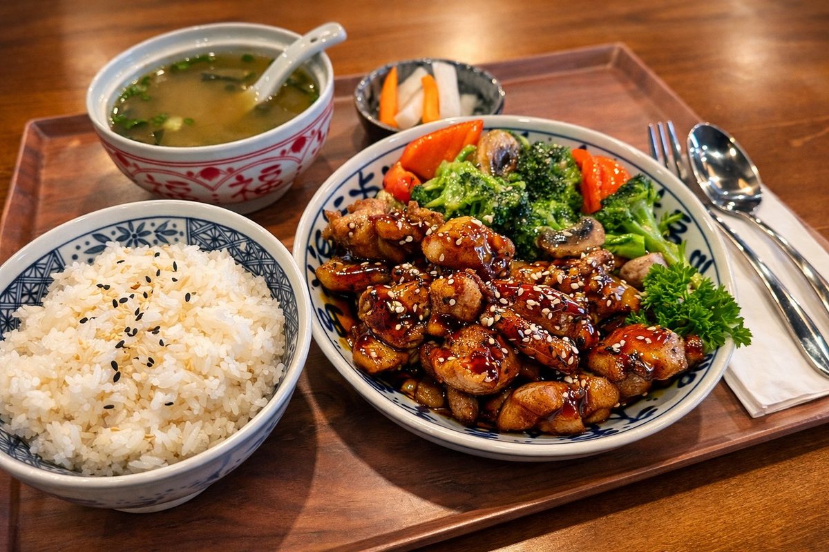 Rice, chicken and vegetables from Chop Bento